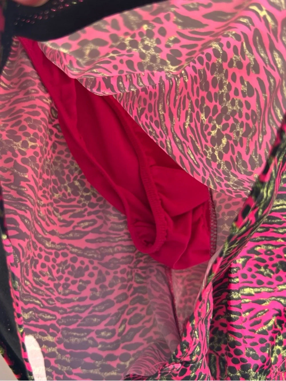 Nike Hot Pink, Black and Neon Green Animal-Print Athletic Shorts | Size Medium